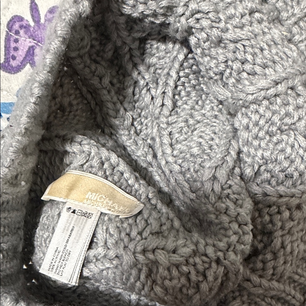 Michael Kors Light Gray Cable Knit Turtleneck Sweater